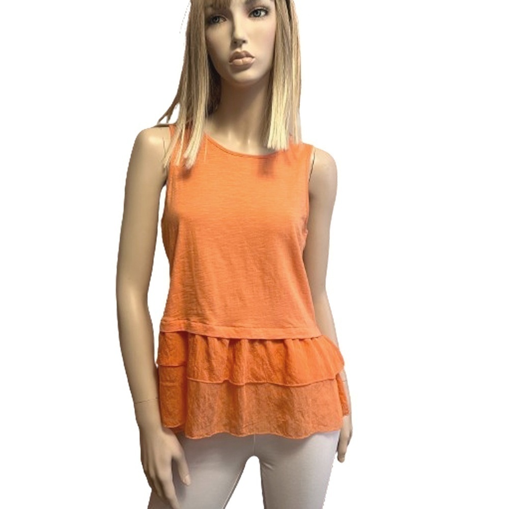 Kismet Top Tank Blouse Shirt Tiered Ruffled Peplum 100% Cotton Rayon Nylon